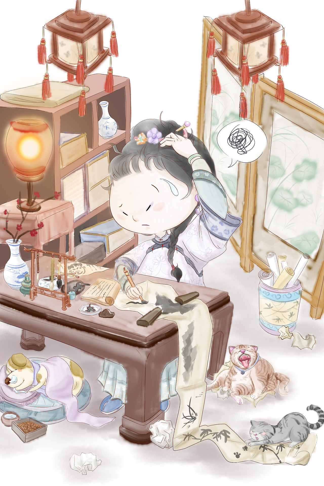 有一个姑娘（图ZMjM2NTc1NTU2） - 儿童插画 - 站酷设计师虾花原创素材 - 站酷ZCOOL