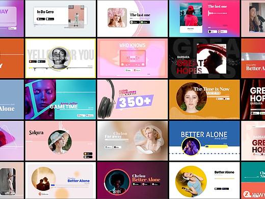AE模板:350个时尚音乐海报排版设计动画Audio Visualizer Big Pack