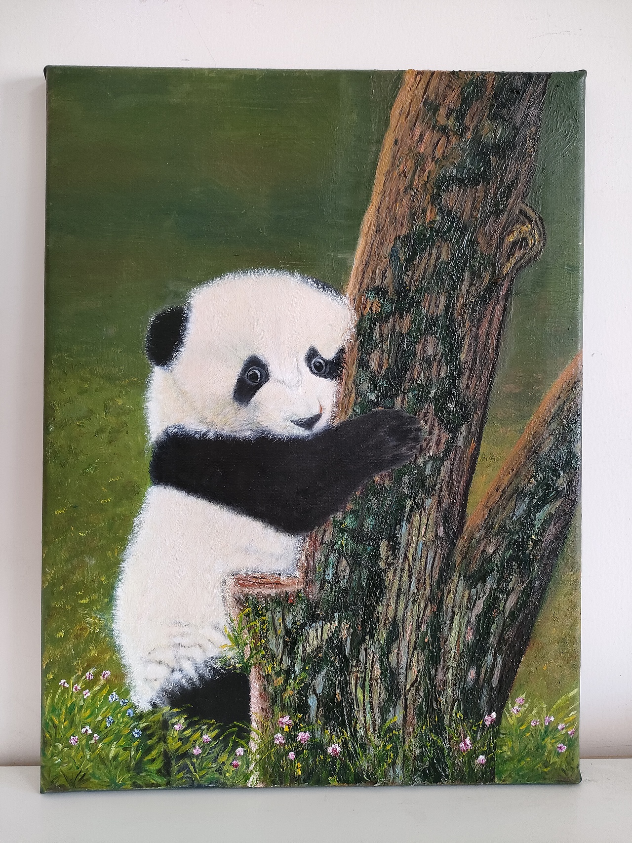 手工油画小熊猫 30*40cm