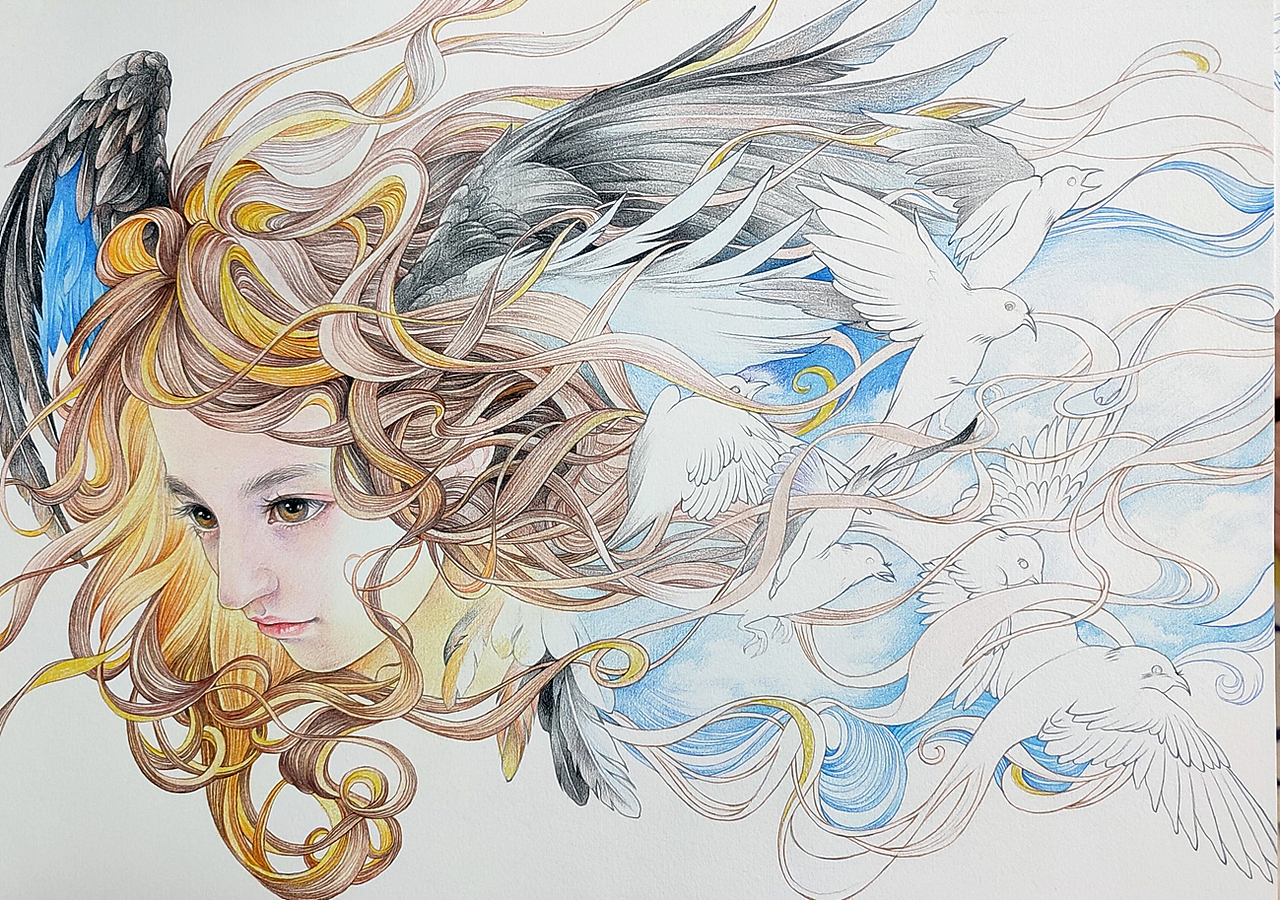 《飞鸟》（图ZMjc3NTM4ODQ0） - 绘画 - 站酷设计师kekebaby原创素材 - 站酷ZCOOL