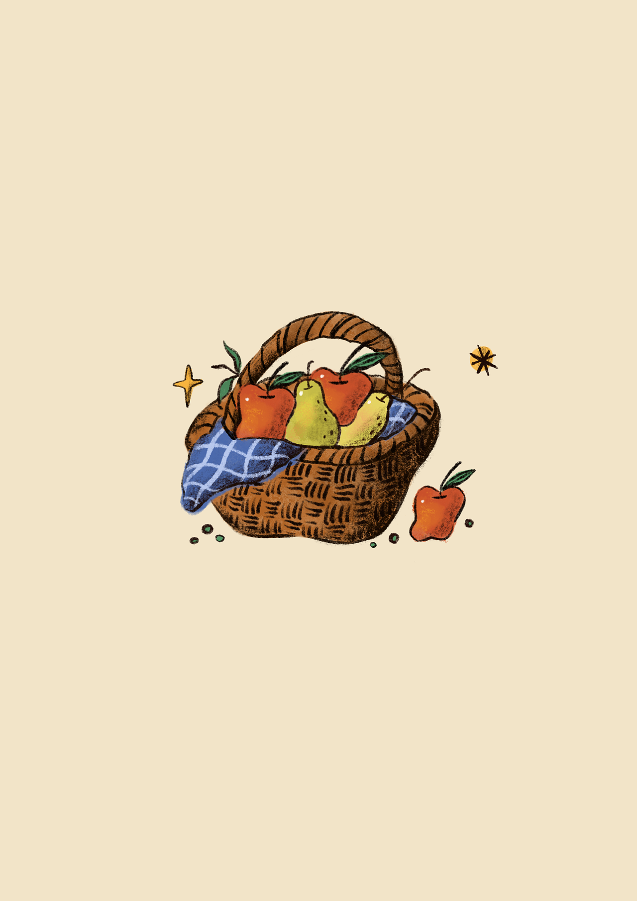 一组复古田园插画