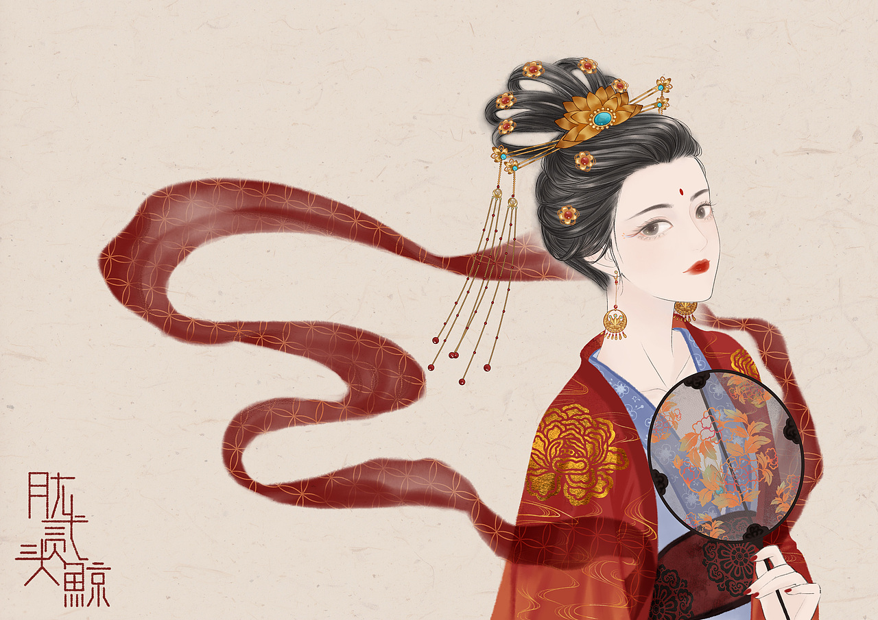 水墨古风女子半身像|插画|创作习作|肱二头鲸_原创作品-站酷zcool