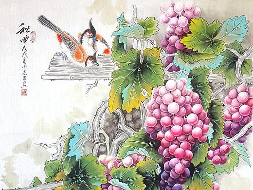 国画花鸟《秋曲》