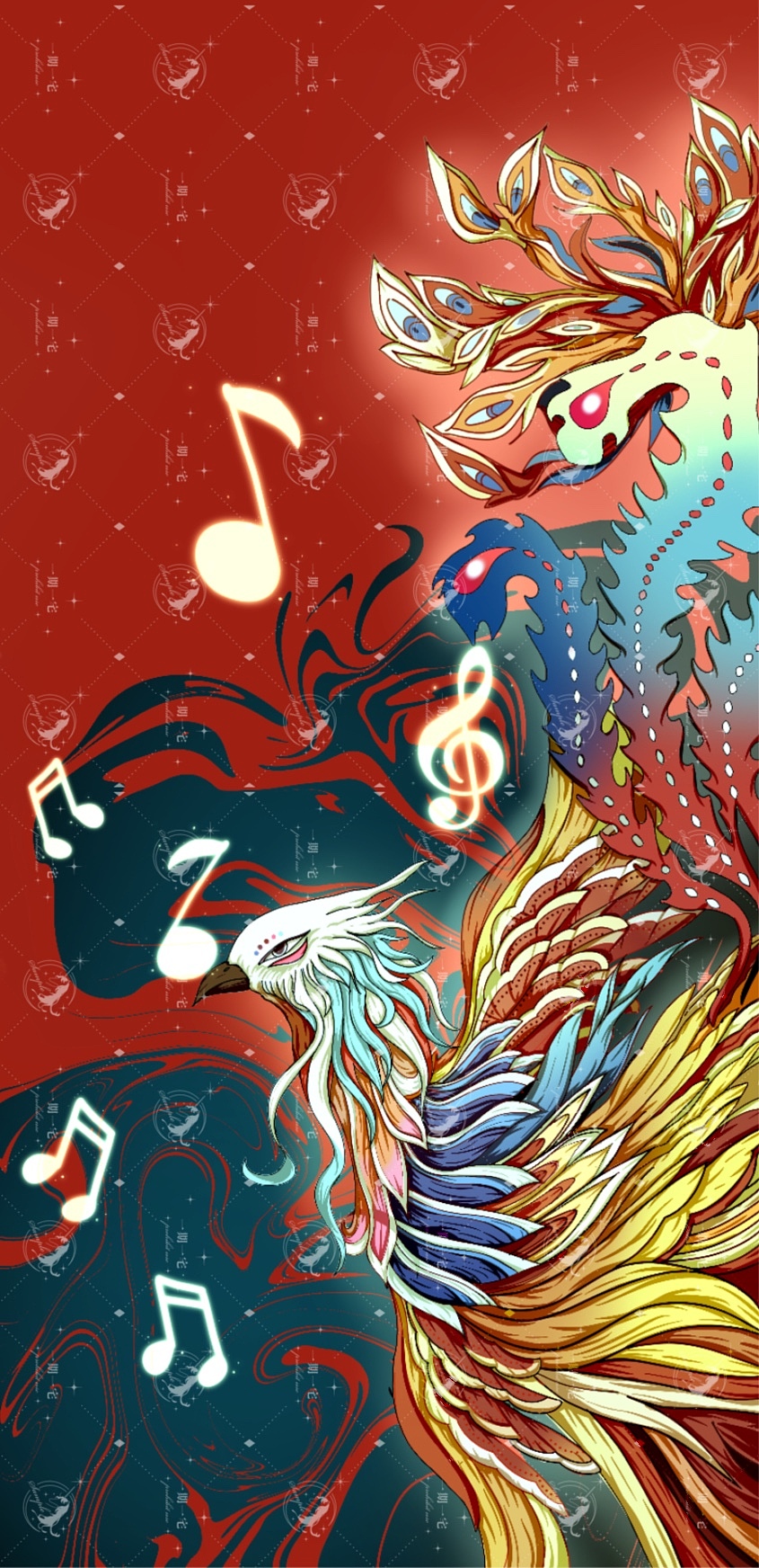 国潮凤凰插画包装