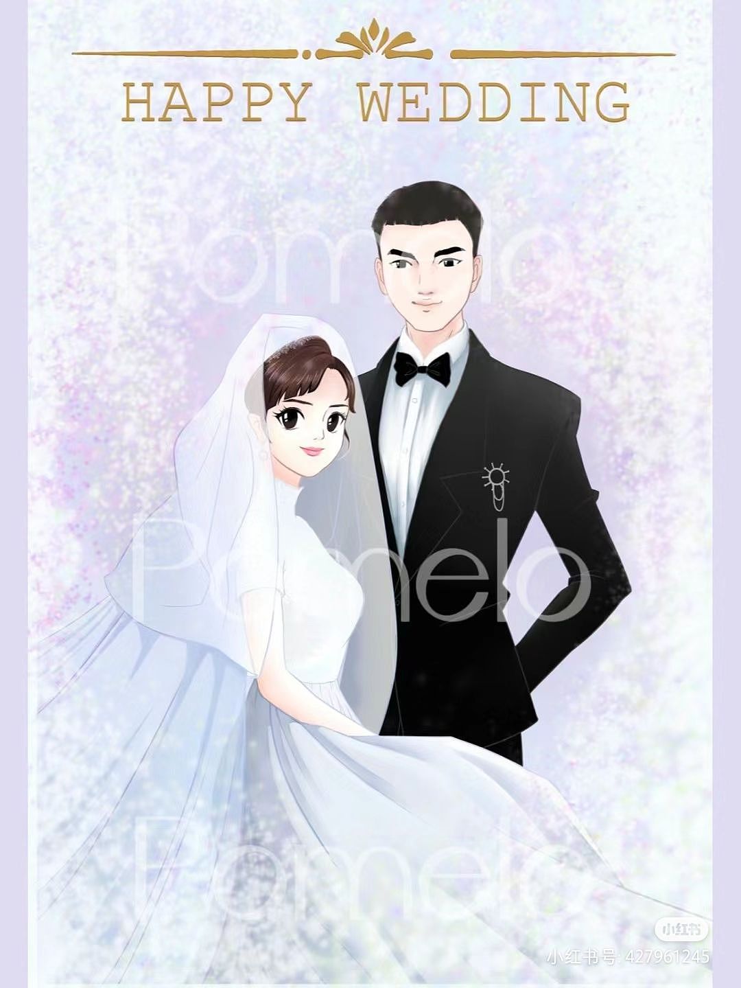 为朋友做的婚礼插画（图ZMzU3Mjg5OTg4） - 商业插画 - 站酷设计师红西柚Pomelo原创素材 - 站酷ZCOOL