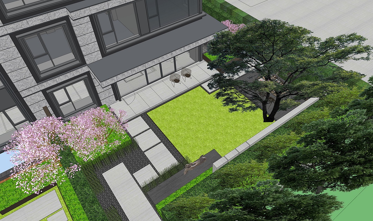 融创领馆壹号院别墅庭院景观su模型下载