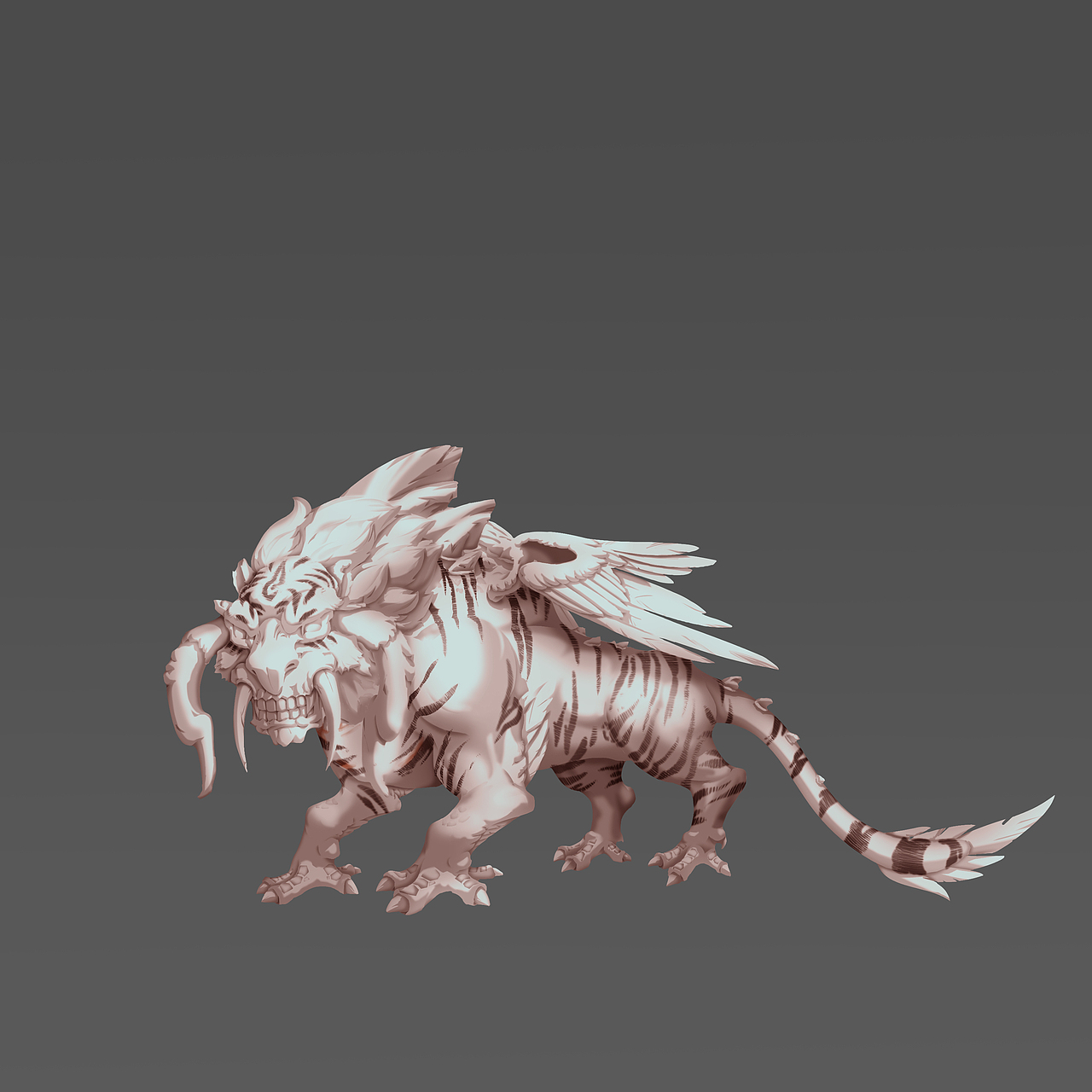 山海经凶兽设定-穷奇(线稿,ao,立绘)