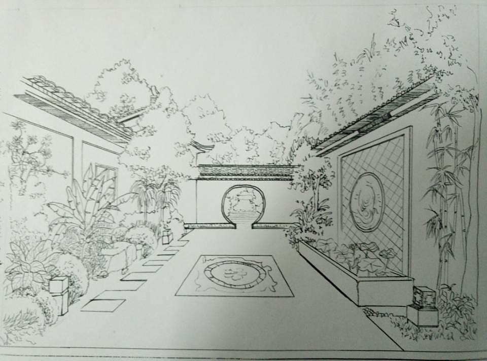 别墅庭院快题设计—马克笔