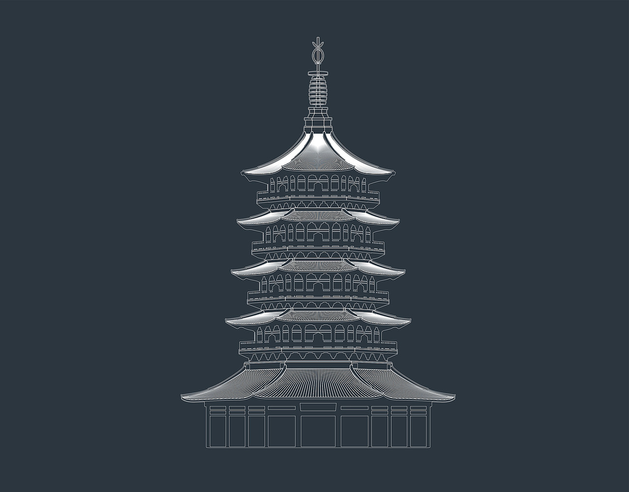杭州雷峰塔矢量建筑插画