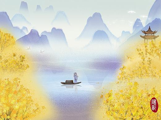 古风意境迎春花连翘春天春分四季24节气水墨古风禅意