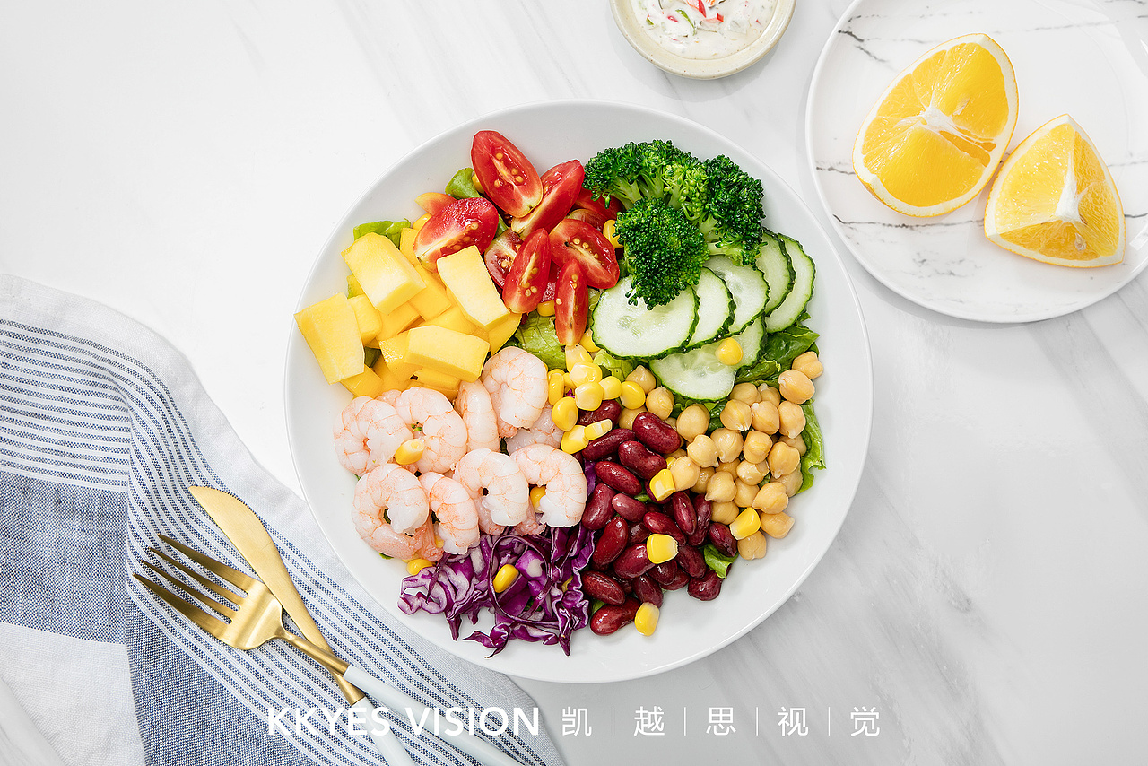 沙拉 水果 蔬菜 健康午餐 静物摄影 食品商业拍摄