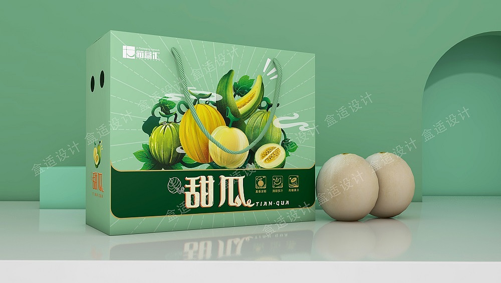 箱盒汇 | ：阎良甜瓜瓦楞对口箱包装设计