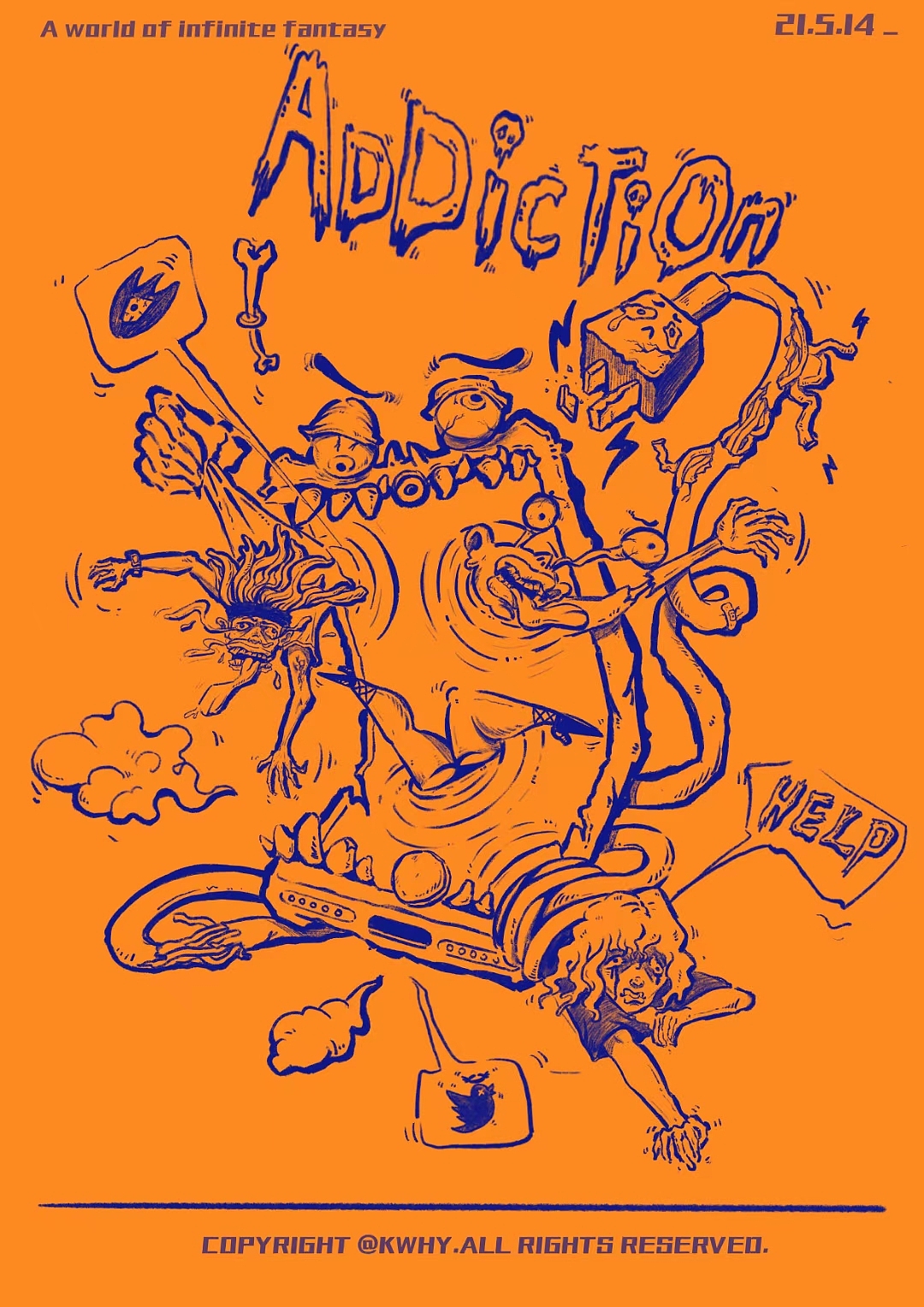 潮流插画----《ADDICTION》（图ZMjU1NzYzNTk2） - 新锐潮流插画 - 站酷设计师KwhY原创素材 - 站酷ZCOOL