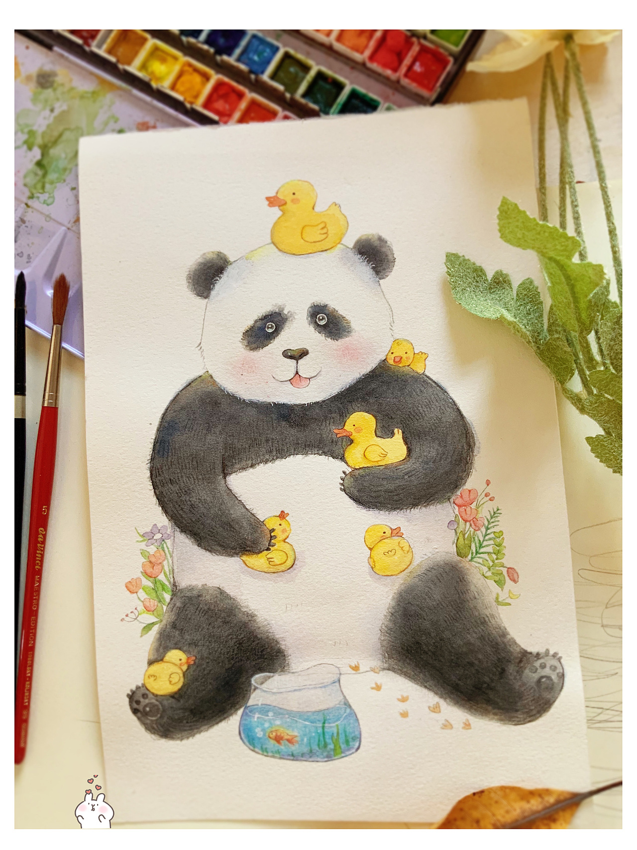 国宝大熊猫和小黄鸭（图ZMjY5Njk2NjM2） - 儿童插画 - 站酷设计师冉小喵y原创素材 - 站酷ZCOOL
