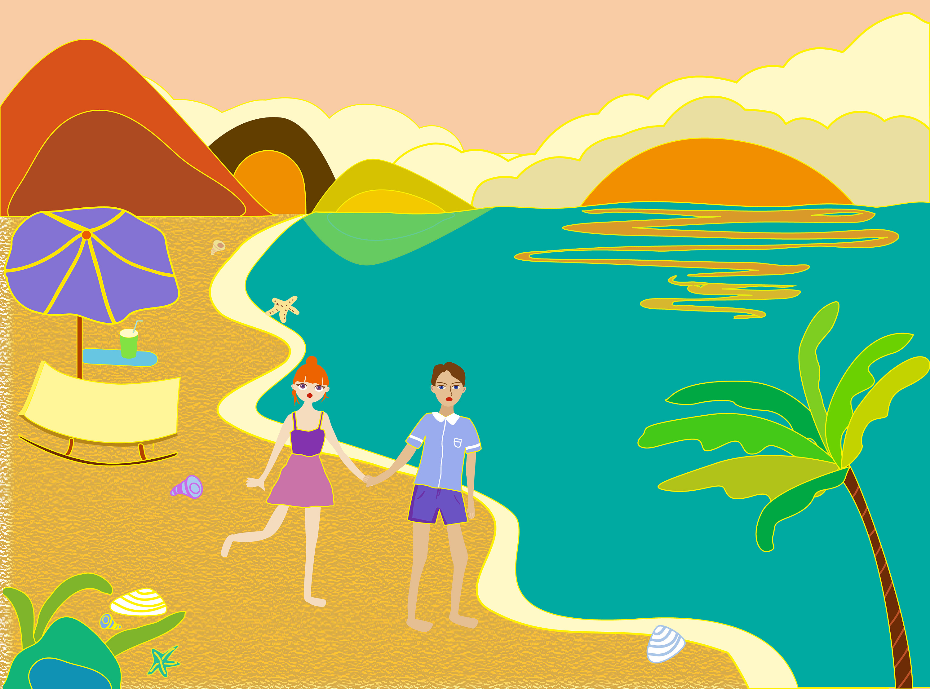 夏日的海边|插画|儿童插画|风筝有风 - 原创作品 - 站酷 (ZCOOL)
