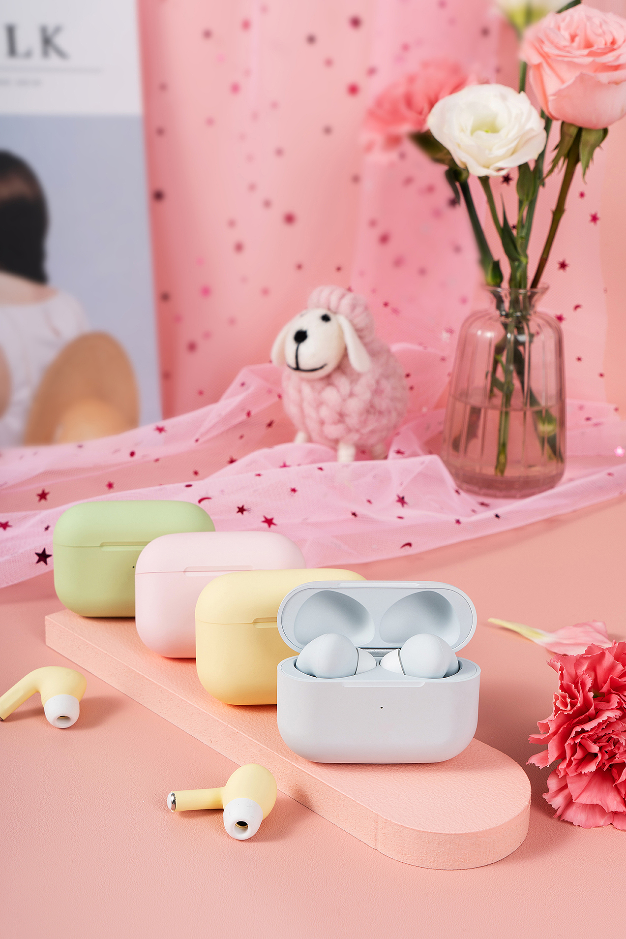 马卡龙色系耳机