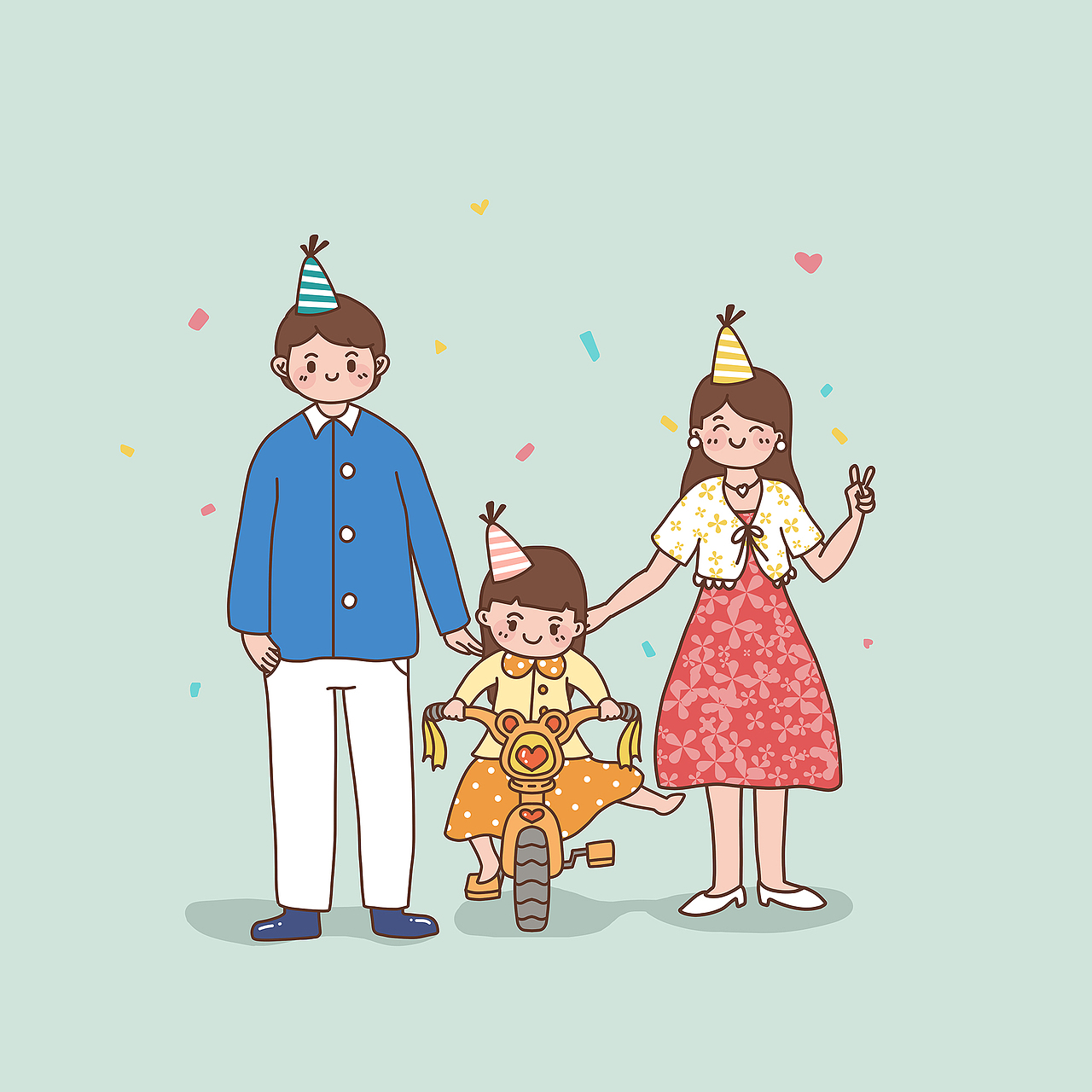 幸福一家人插画设计_粉色小麦色-站酷zcool