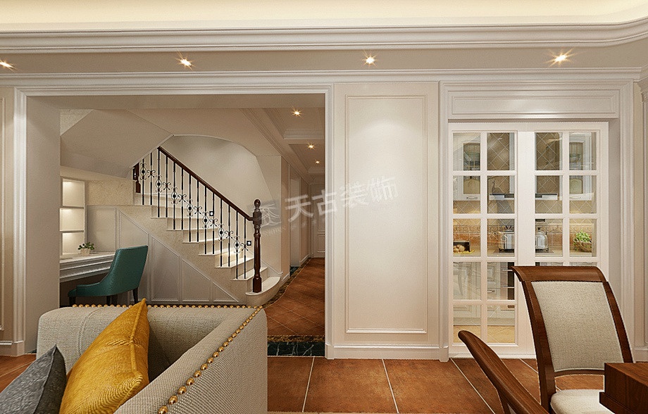 南坪天古装饰保利观塘香颂洋房跃层简美风格装修案例