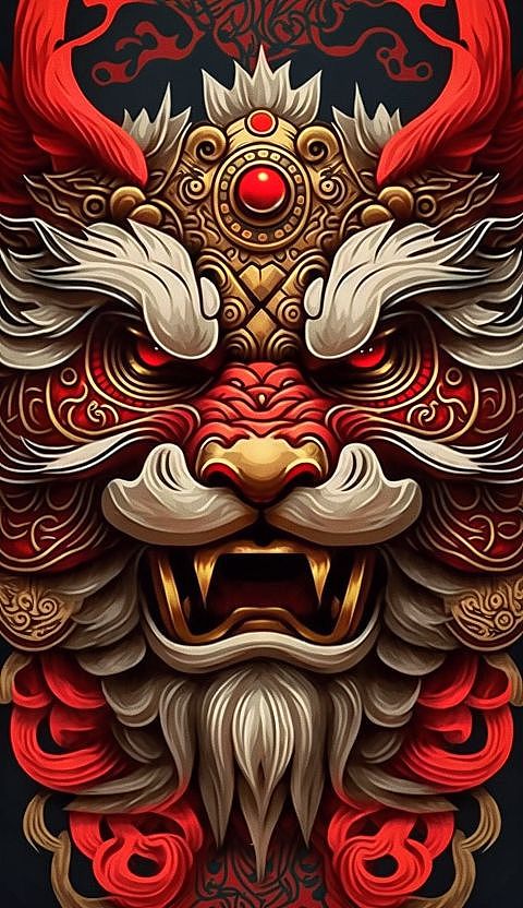 国潮醒狮（图ZMzMzMjUwMjUy） - AI作品 - 站酷设计师是个画师了哦原创素材 - 站酷ZCOOL