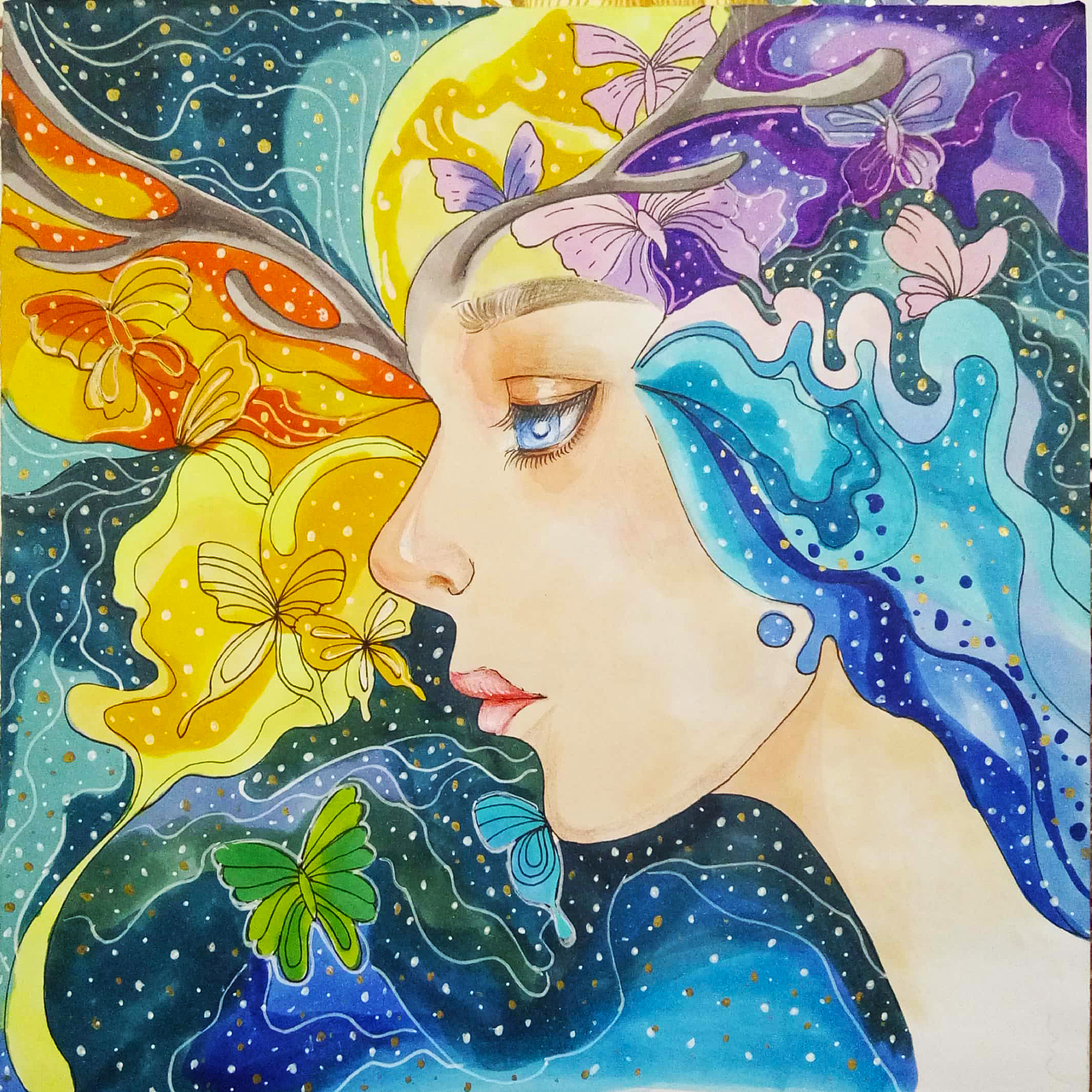 黑白彩色装饰画