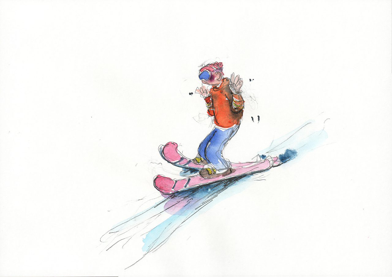 滑雪水粉高清图片图片