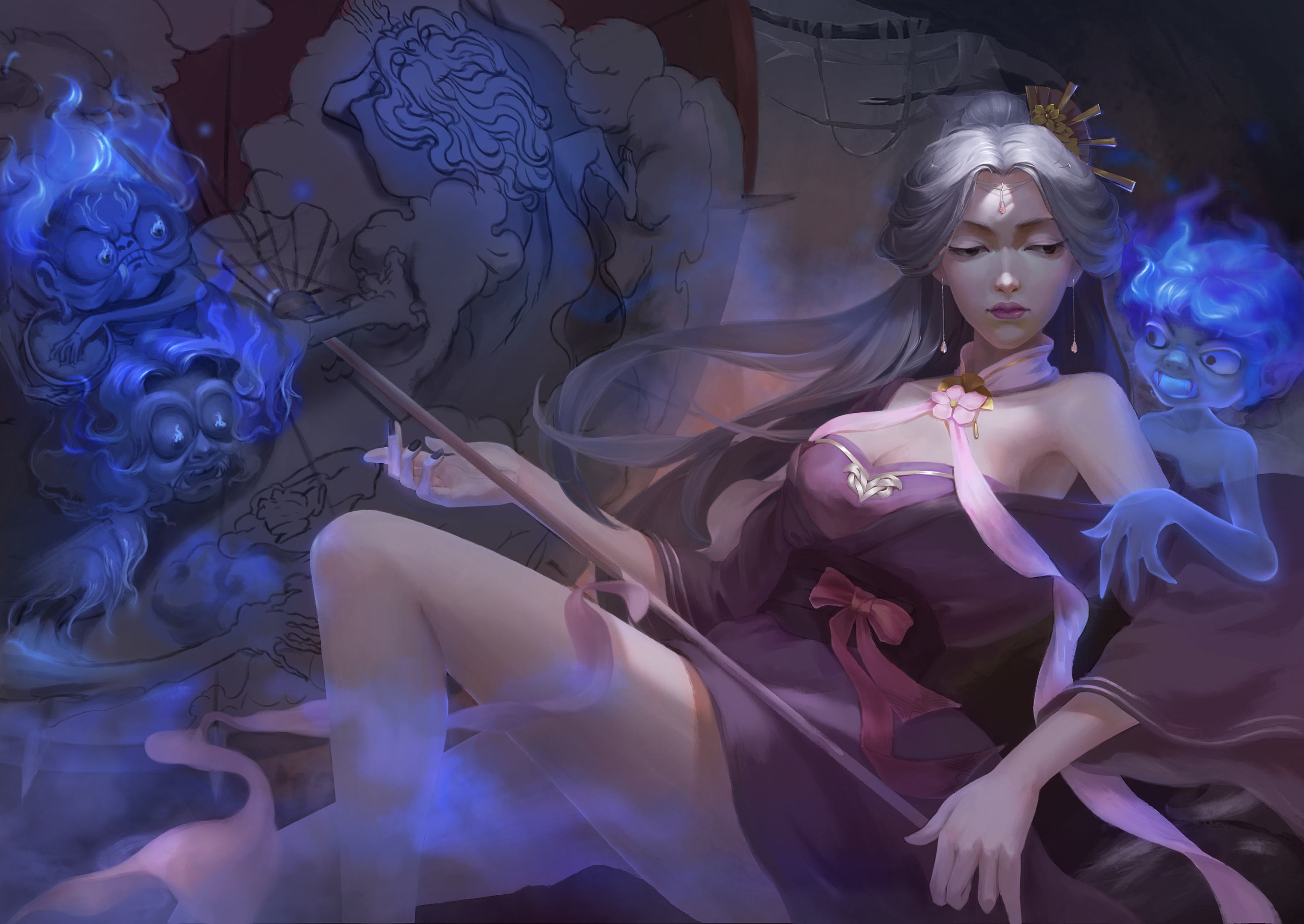 御魂女|插画|游戏原画|caiya萌 - 原创作品 - 站酷 (zcool)