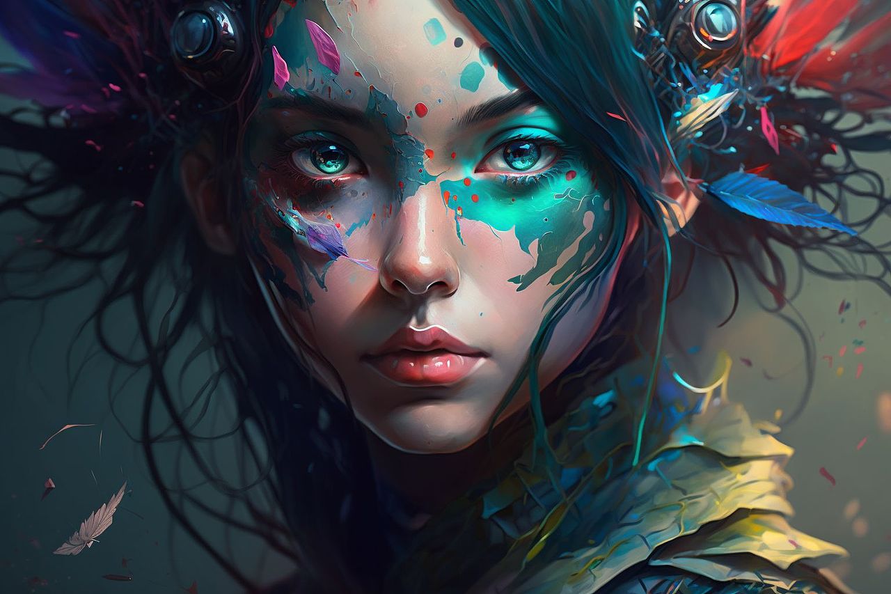 色彩人像（图ZMzM4MTEzOTYw） - AI作品 - 站酷设计师鱼日爱设计原创素材 - 站酷ZCOOL