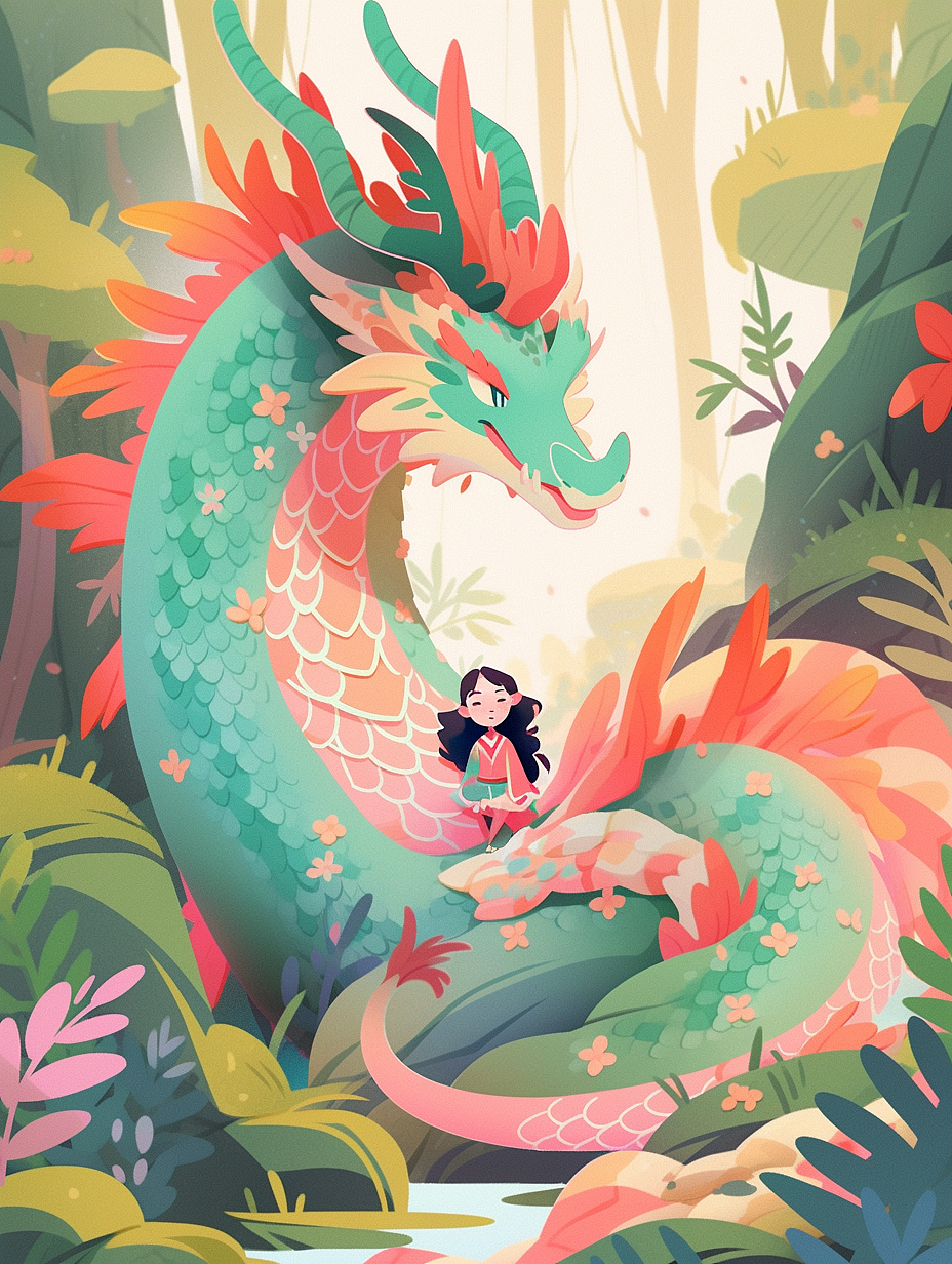 《女孩与龙》（图ZMzY3NDE4OTUy） - 商业插画 - 站酷设计师是醋栗呀原创素材 - 站酷ZCOOL