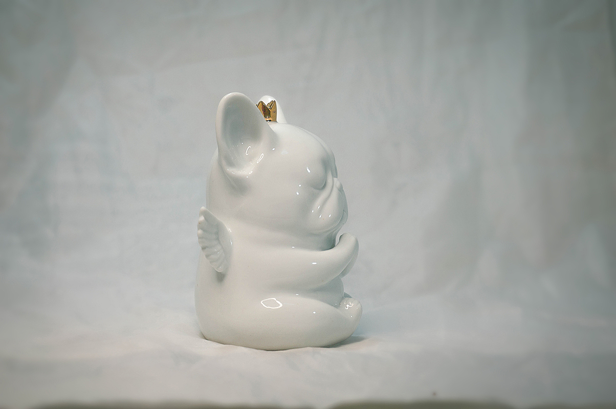 候鸟陶作品-误当天神的L汪-陶瓷黑泥小雕塑