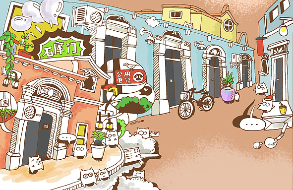 猫空·上海系列城市明信片|插画|商业插画|bigfish大鱼君 - 原创作品