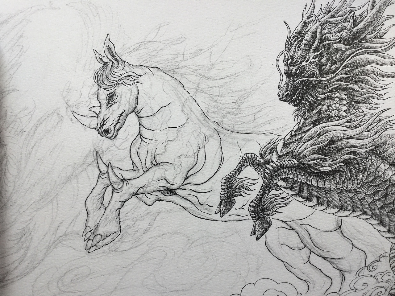 《天马行空图》傅淳强手绘作品