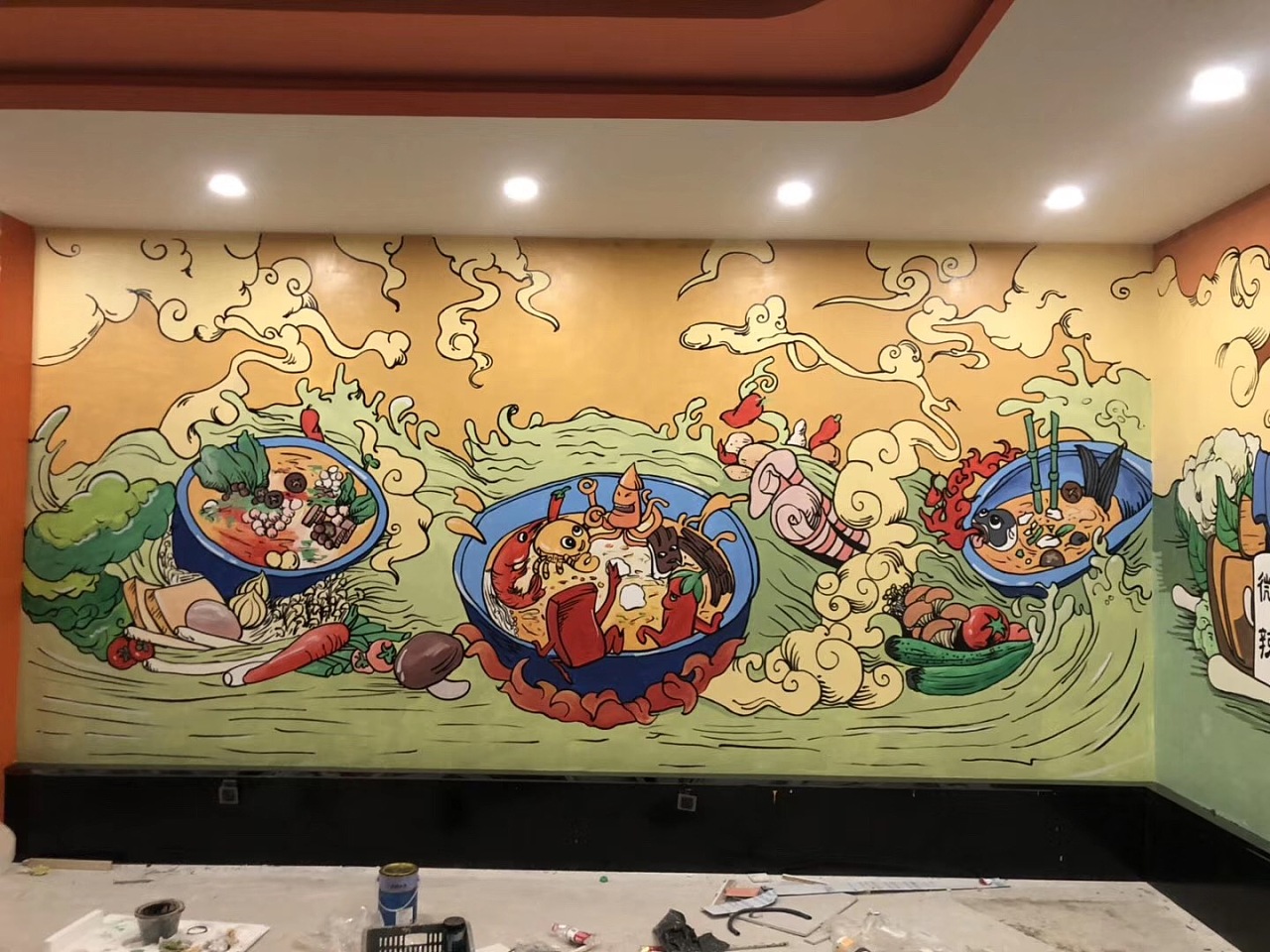 市井火锅墙绘石家庄墙绘刘海乐彩绘画画