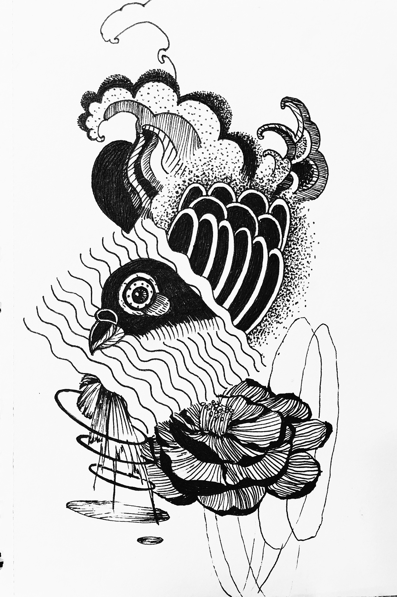 黑白点线面插画