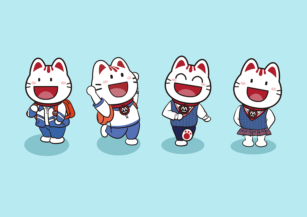 一组小招喵学生形态