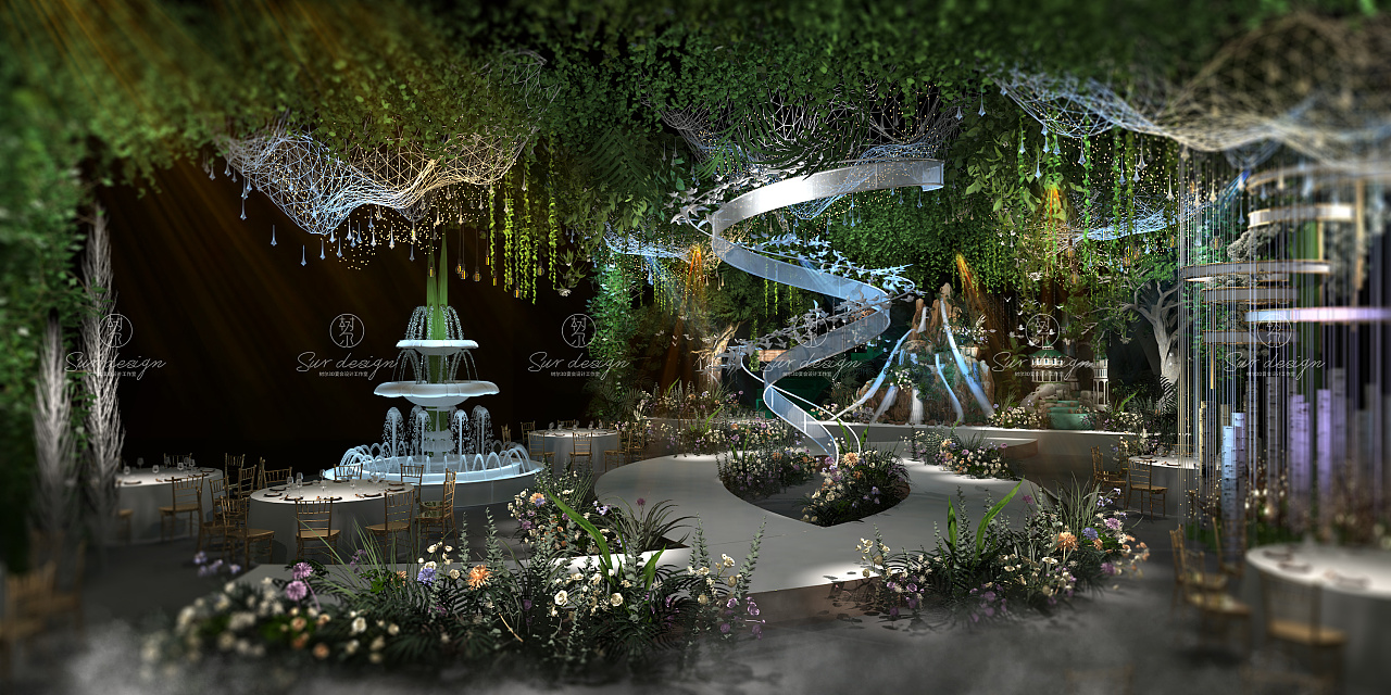 surdesign森系婚礼宴会3d效果图|三维|场景|树尔设计工作室 - 原创