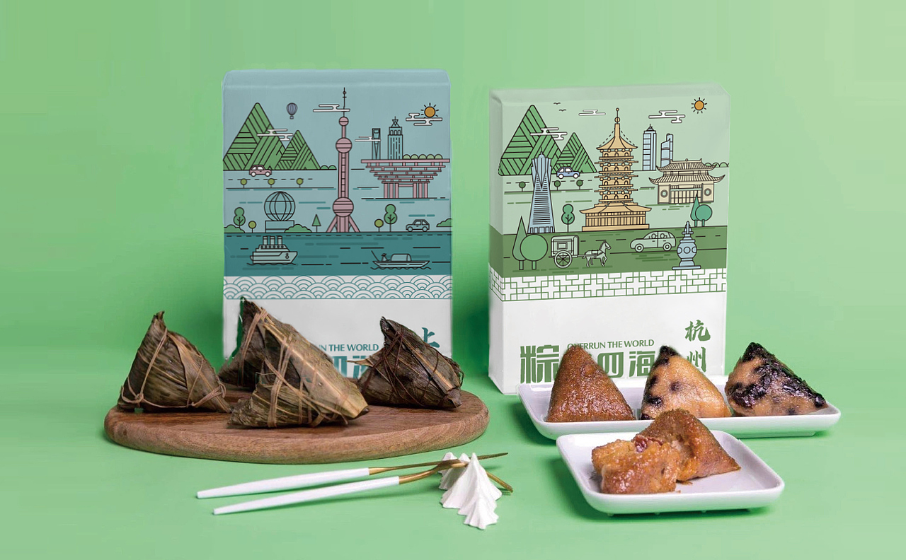 "粽"横四海|城市插画包装设计