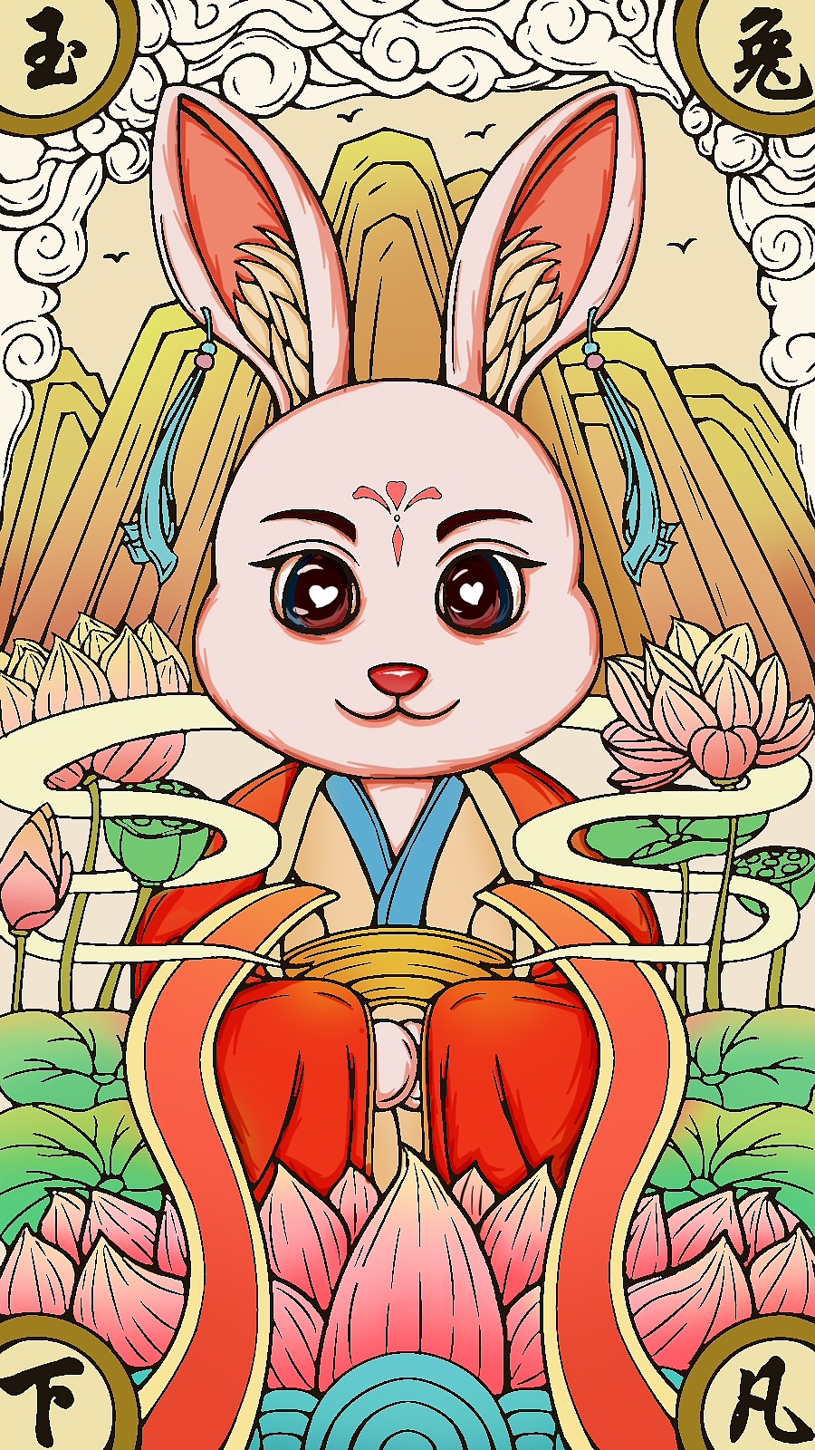 应用线稿成稿成稿玉兔又称月兔,是中国古代神话传说中的神兽,居住在