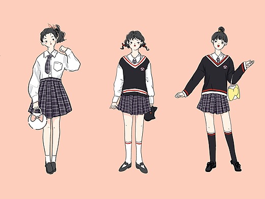 一组jk制服女孩