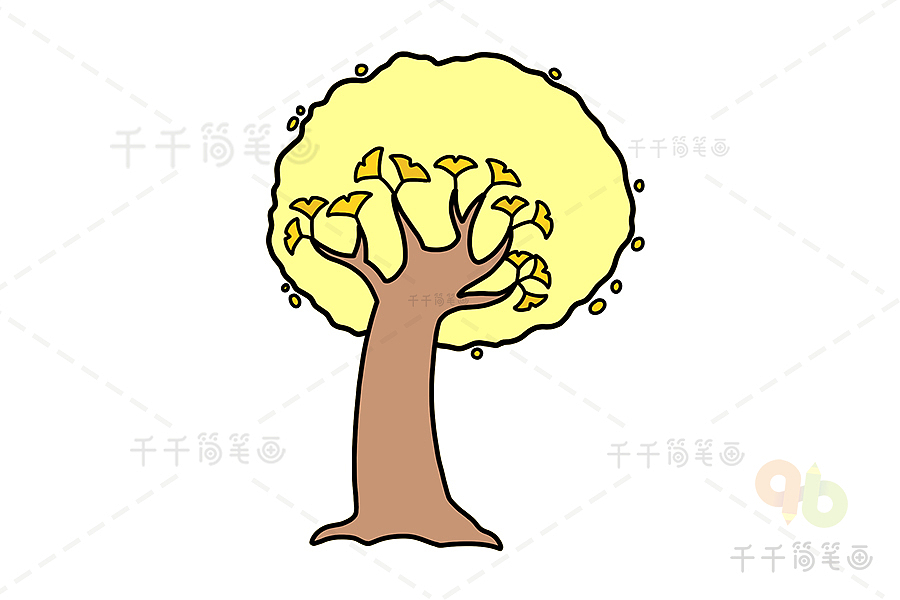 简笔画-银杏树（图ZMjAzODkyNjM2） - 儿童插画 - 站酷设计师抱只喵儿原创素材 - 站酷ZCOOL
