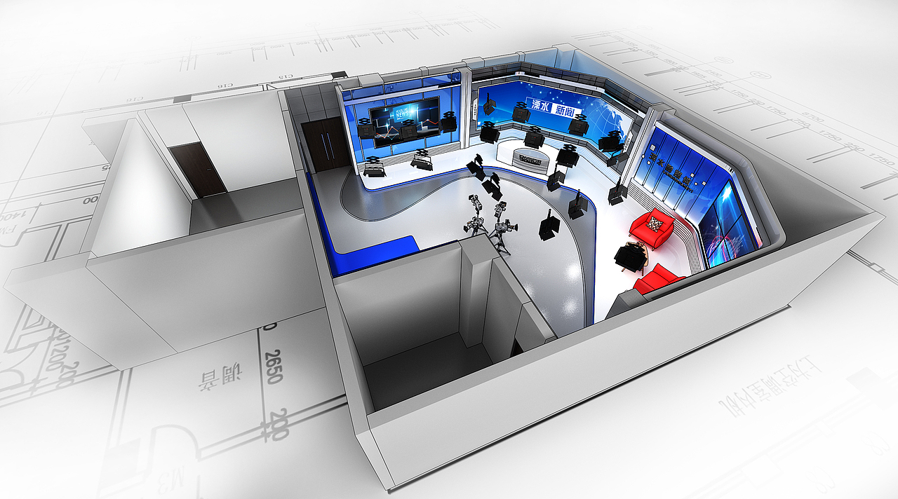 溧水电视台融媒体演播室（图ZMjI4MTIxMjky） - 展陈设计 - 站酷设计师深海甚蓝原创素材 - 站酷ZCOOL