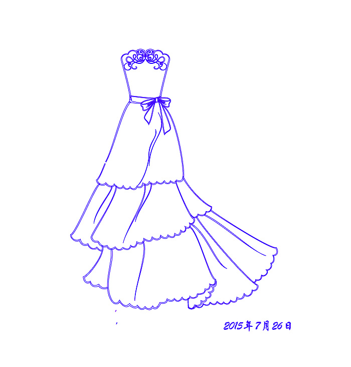 小公主简笔画漂亮婚纱图片
