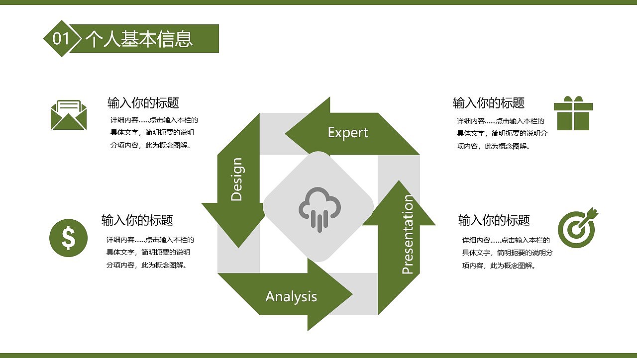 绿色植物简洁清新岗位竞聘PPT模板