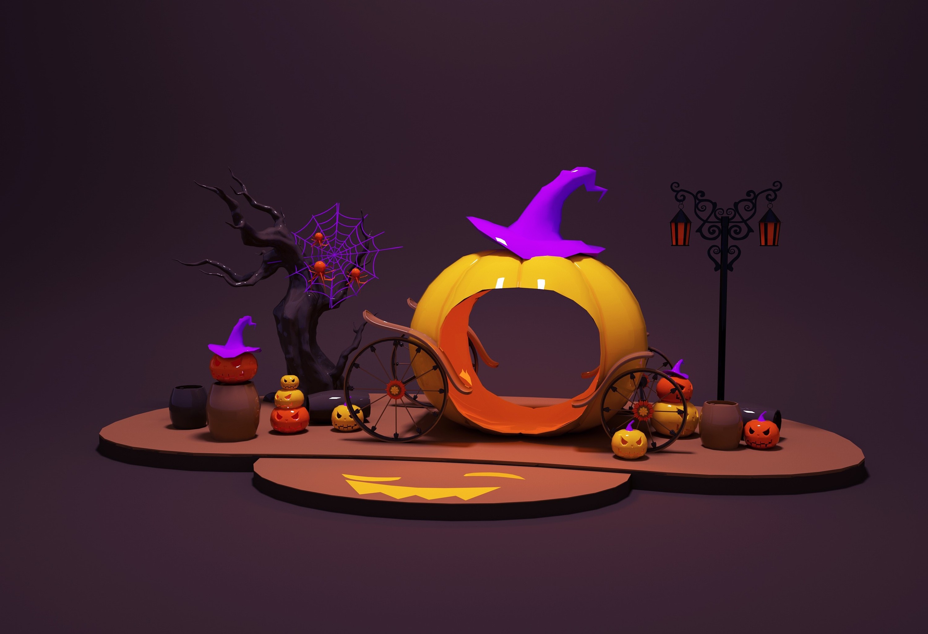 c4d建模渲染oc万圣节|三维|场景|康月表衣 - 原创作品 - 站酷 (zcool)