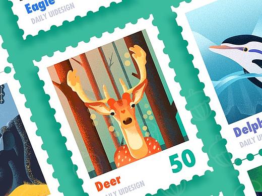 一组动物主题的邮票