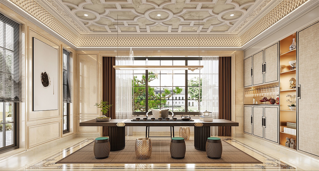 复古欧式宫廷室内效果图表现