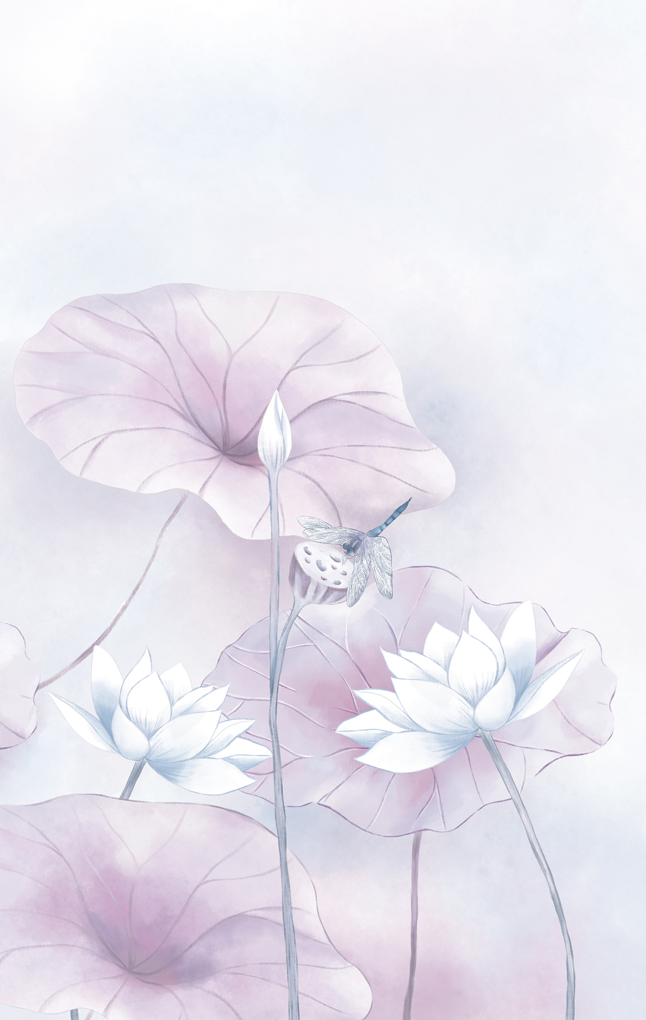 《曲池荷》系列手账本封面插画