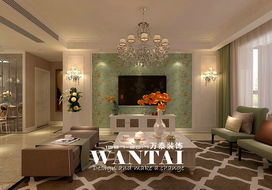 泰安装修公司|泰安智园117平欧式田园装修效果图案例（图ZODg4NTEzNjQ=） - 家装设计 - 站酷设计师泰安小胖装修原创素材 - 站酷ZCOOL