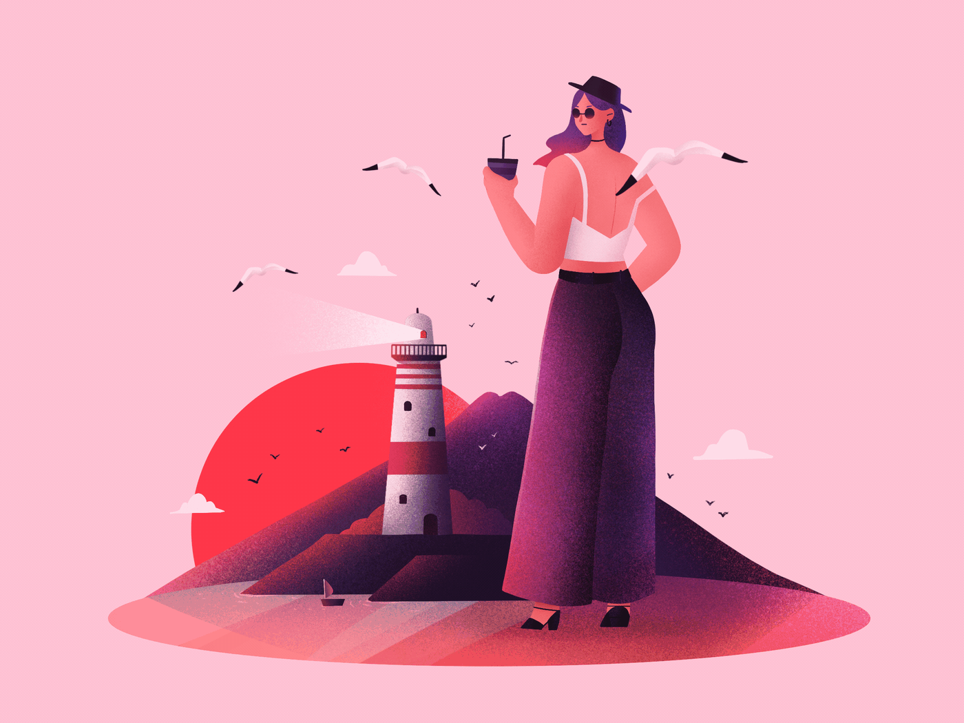 2020创意插画 | 美少女环游记（图ZMjM0MzQ4MDQ4） - 商业插画 - 站酷设计师比格招HUHV原创素材 - 站酷ZCOOL