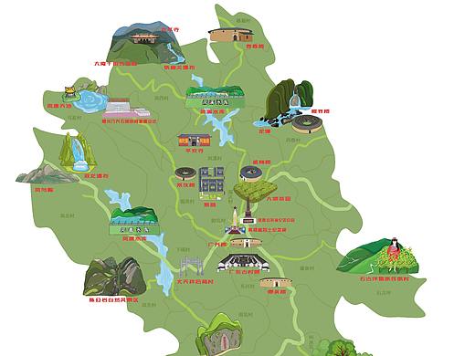 潮州凤凰镇旅游手绘地图