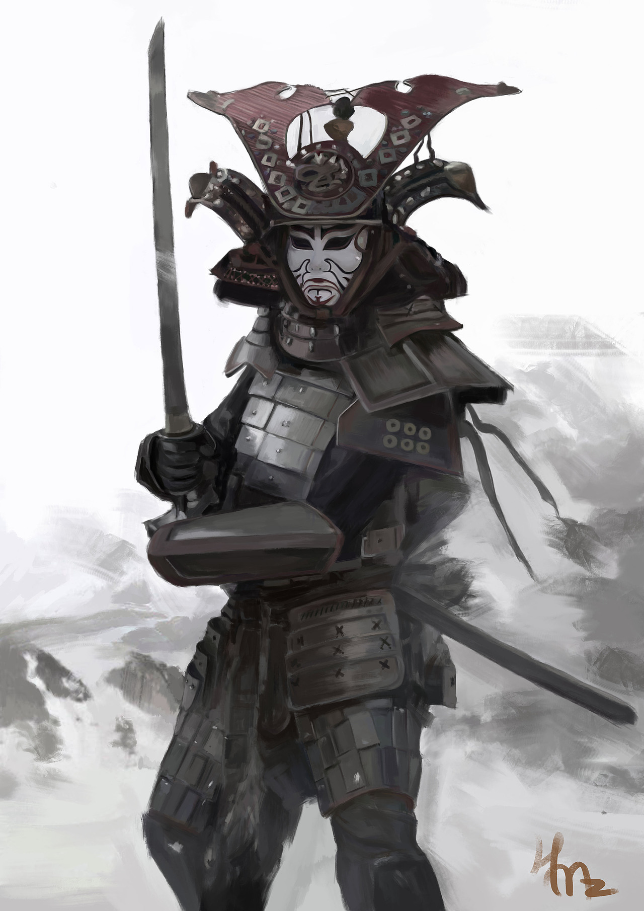 武士|插画|创作习作|画花画花_临摹作品-站酷zcool